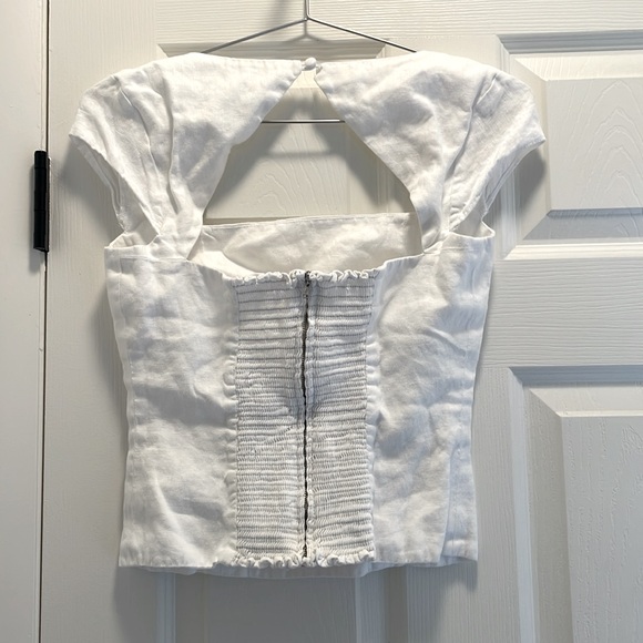 Reformation Cora Linen Top in White EUC Size 6 - Picture 5 of 5